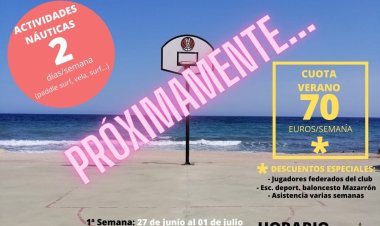 El Club de Baloncesto Bahía de Mazarrón Basket propone su escuela de verano "Baloncesto en verano" combina baloncesto con diferentes actividades náuticas