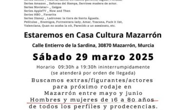 Oportunidad para participar en un rodaje en Mazarrón