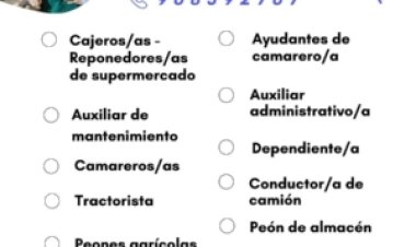 Ofertas de empleo activas de la Agencia de Colocación del Ayuntamiento de Mazarrón