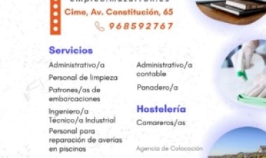 Ofertas de empleo activas de la Agencia de Colocación del Ayuntamiento de Mazarrón