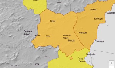 La AEMET advierte de temperaturas de hasta 40º hoy en la Vega del Segura (Aviso de nivel naranja) y 37º en Campo de Cartagena y Mazarrón (Aviso de nivel amarillo)