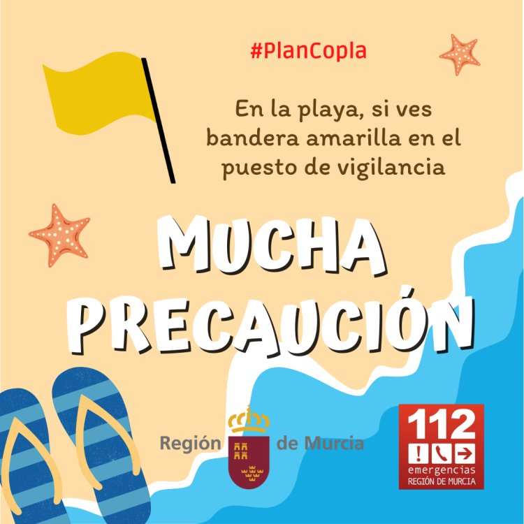 Los puestos de vigilancia del Plan Copla han abierto con una bandera roja en el Puerto de Mazarrón y otra en La Unión y bandera amarilla en 4 playas de Cartagena
