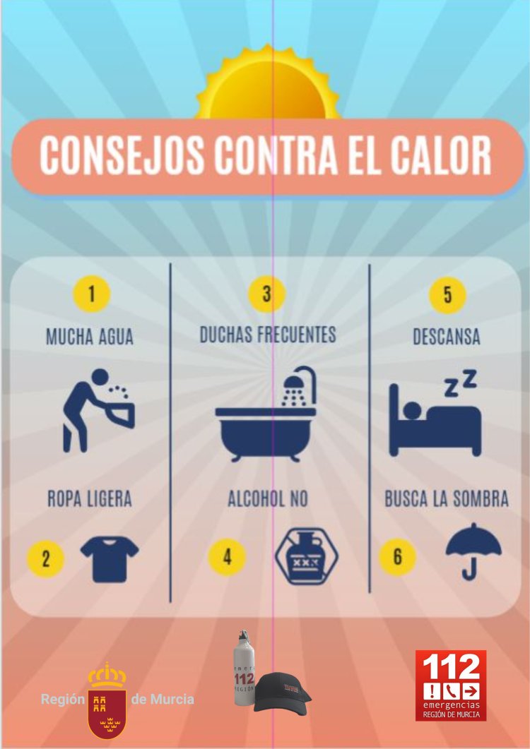 Las autoridades sanitarias advierten de riesgo para la salud por el calor hoy en el Campo de Cartagena y Mazarrón