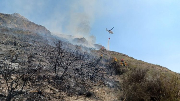 Servicios de emergencias intervienen en un incendio forestal en Cartagena. (Cuestas de Cedacero)