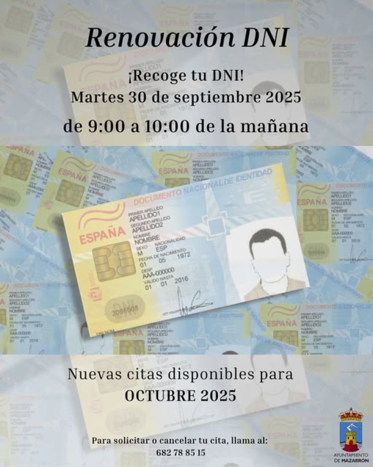 Ayuntamiento de Mazarrón: DNI | Aviso para la recogida del DNI