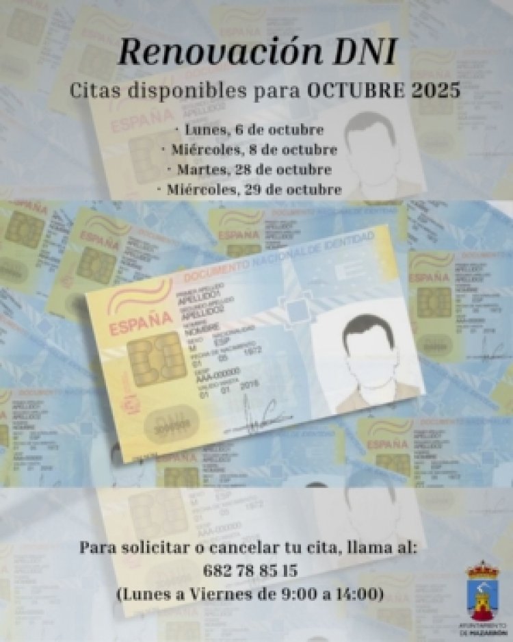 Nuevas fechas para renovación del DNI en octubre