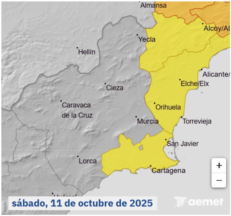 La AEMET ACTUALIZA sus avisos de Fenómenos Meteorológicos Adversos para hoy 11 de octubre de 2025