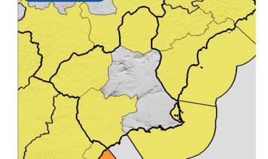 La Agencia Estatal de Meteorología actualiza los fenómenos adversos de nivel amarillo en la Región de Murcia.