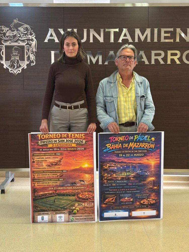 Presentados los Torneos de Pádel y Tenis por las Fiestas de San José en el Puerto de Mazarrón