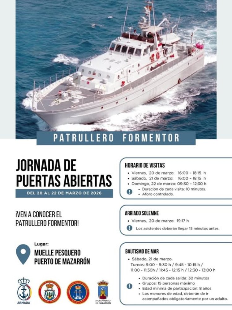 El patrullero de la Armada “Formentor” llega este fin de semana a Puerto de Mazarrón.