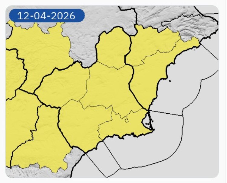 La Agencia Estatal de Meteorología emite avisos amarillos por lluvias en toda la Región para los días 12 y 13 de abril