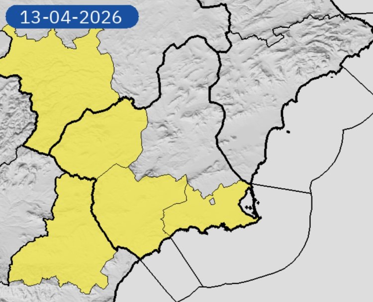La Aemet amplía al Noroeste, Guadalentín y Campo de Cartagena su aviso por viento (rachas hasta 70 km/h) para hoy