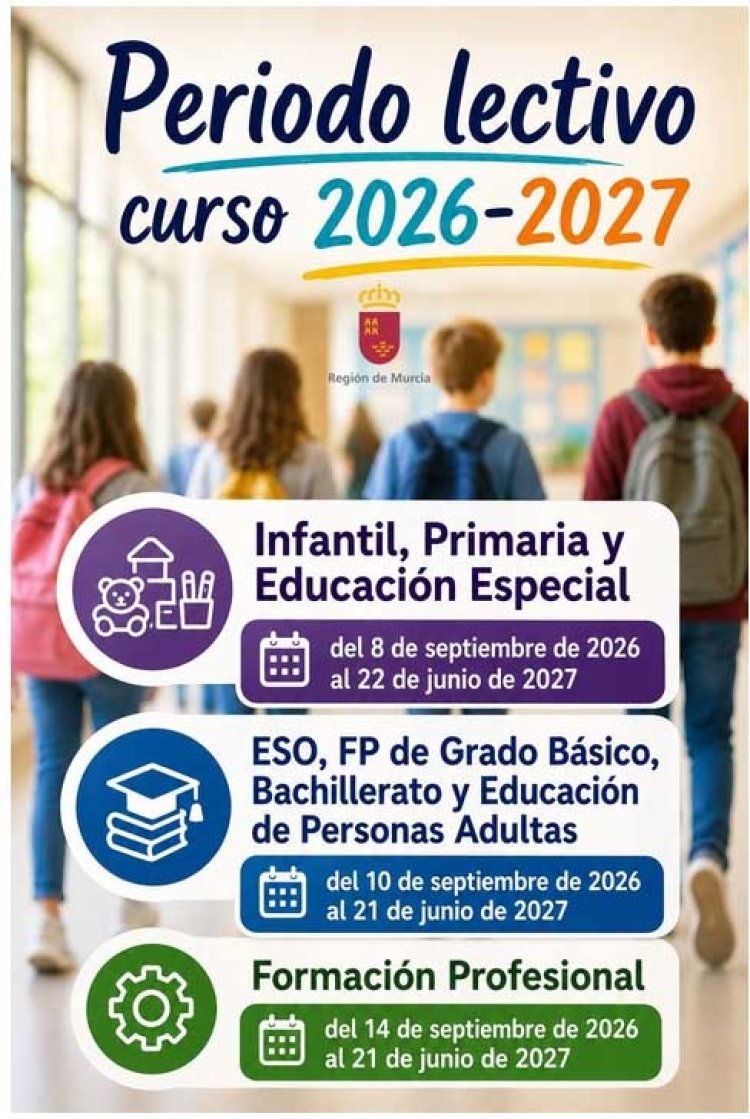 Educación publica el calendario lectivo del próximo curso escolar