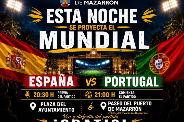 Pantallas gigantes para animar a España esta noche en Mazarrón y Puerto