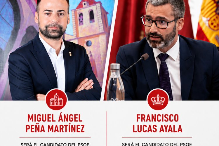 Miguel Ángel Peña Martínez será el candidato del PSOE a la Alcaldía de Mazarrón y Francisco Lucas Ayala optará a la Presidencia de la Región de Murcia