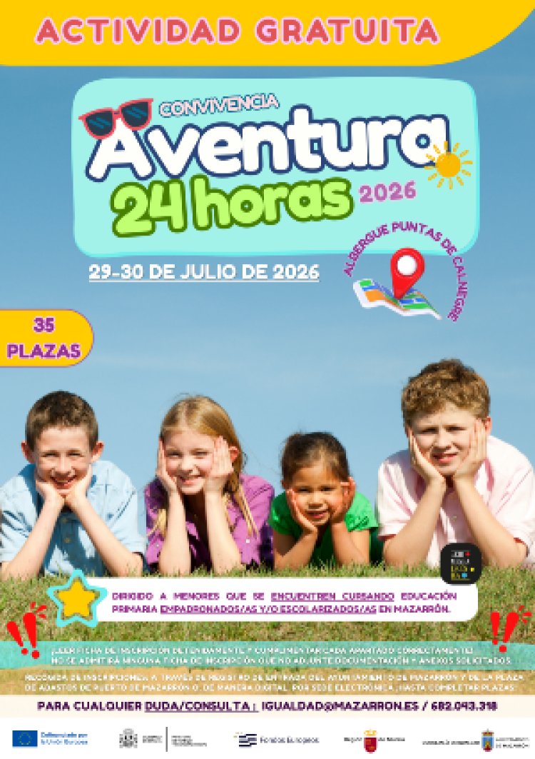 El Ayuntamiento de Mazarrón organiza una nueva edición de la Convivencia "Aventura 24 Horas" para escolares de Primaria