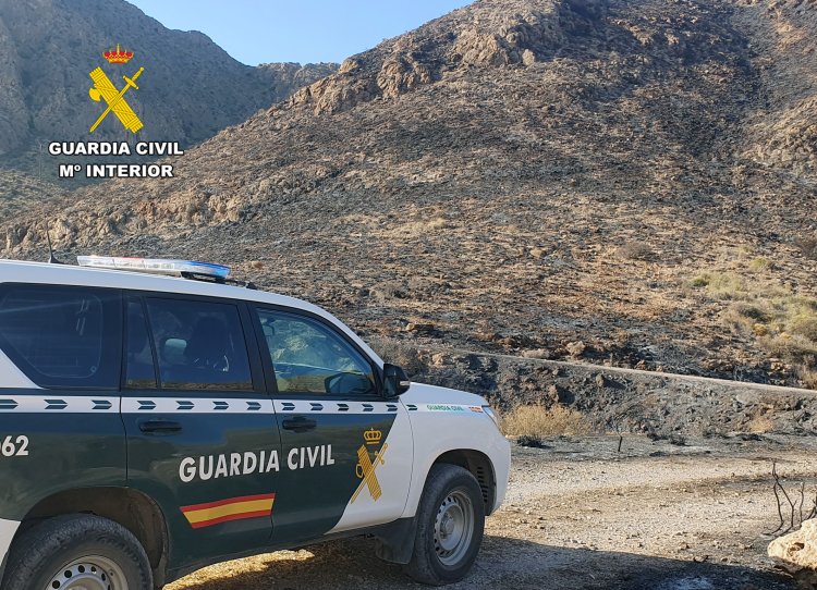 La Guardia Civil investiga a una persona por el incendio de más de ocho hectáreas de masa forestal, currido el pasado mes de julio en el paraje Sierra de las Moreras, término municipal de Mazarrón