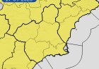 Avisos amarillos por lluvias y tormentas para el jueves. En Mazarrón, el umbral previsto asciende a 25 milímetros en una hora, manteniéndose el nivel amarillo.