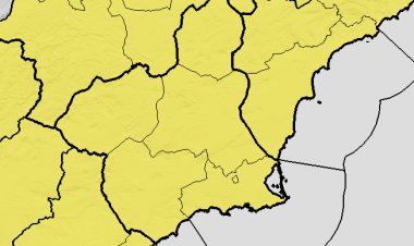 Avisos amarillos por lluvias y tormentas para el jueves. En Mazarrón, el umbral previsto asciende a 25 milímetros en una hora, manteniéndose el nivel amarillo.