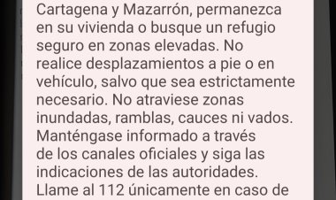 Protección Civil lanza una alerta al móvil en Mazarrón por el riesgo de inundaciones