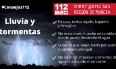 AEMET advierte de un aumento de la intensidad de las lluvias previstas en el litoral de la Región de Murcia
