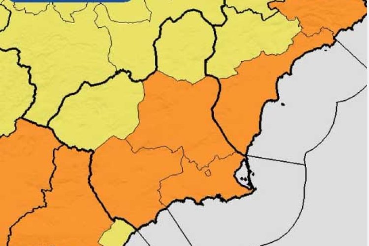 La AEMET advierte de lluvia de 40 litros en una hora mañana viernes en Guadalentín, Campo de Cartagena, Mazarrón y Vega del Segura