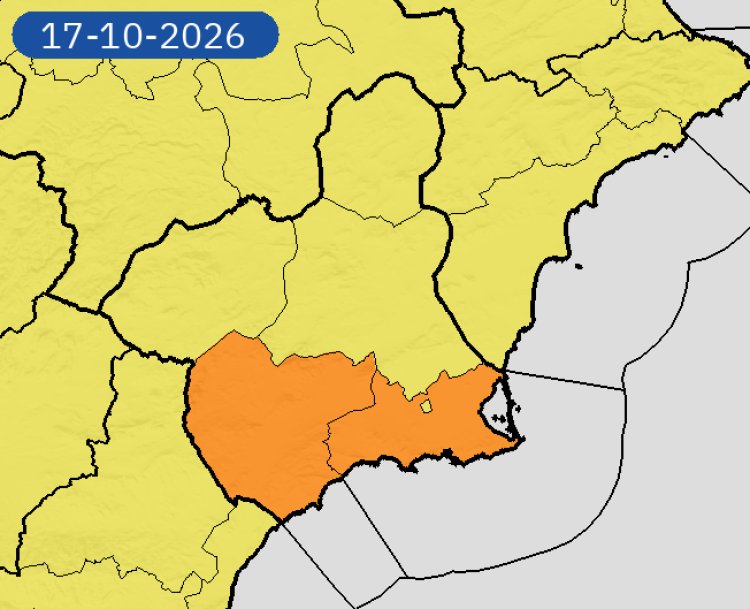 La AEMET advierte de nivel naranja por lluvia mañana sábado en el Campo de Cartagena y Guadalentín, donde se esperan 30 litros por metro cuadrado en una hora.